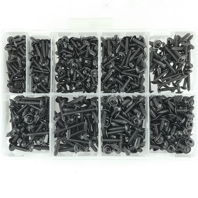 Black Flanged Head Pozi Self Tapping Screw Pack