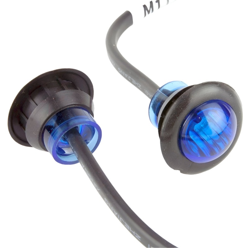 BLUE Micro 28mm Round Push in LED Lamps PAIR