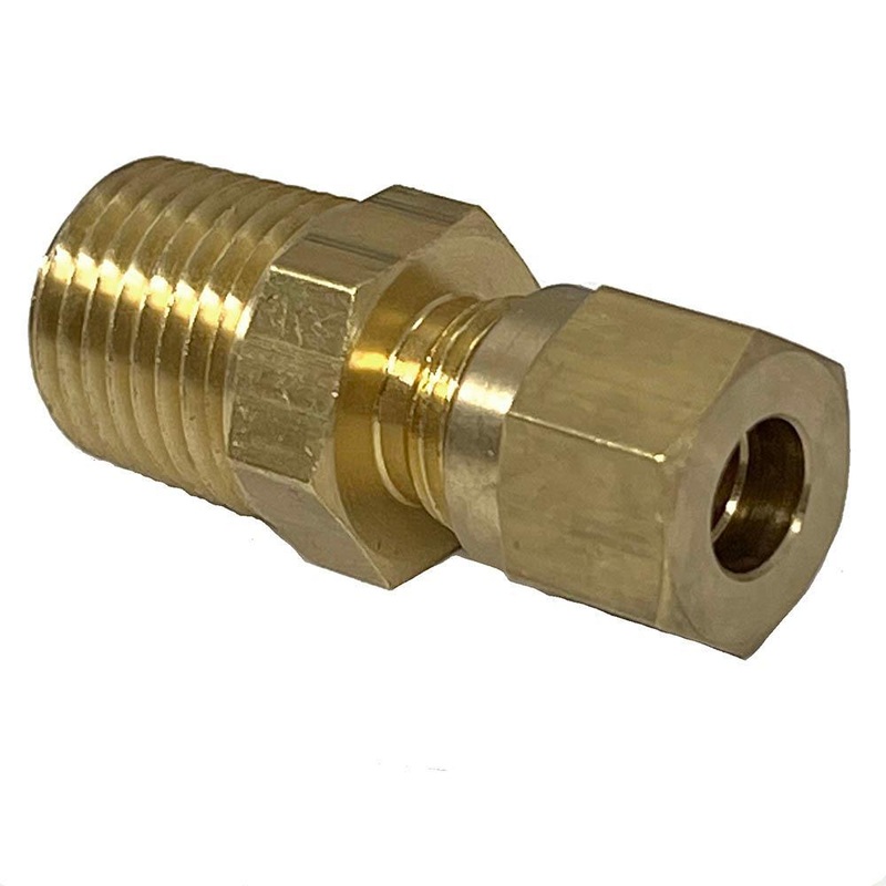 1/4" NPT Brass Compression Union For Adjustable Fan Thermostat Probe