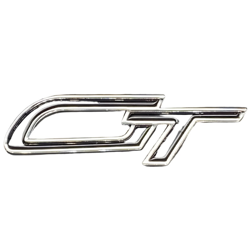 Chrome and Black Enamel Self Adhesive Script GT Badge
