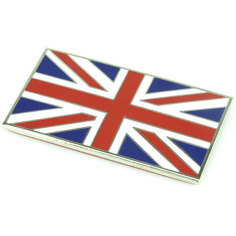 Chrome Enamel Red White and Blue Union Jack Emblem