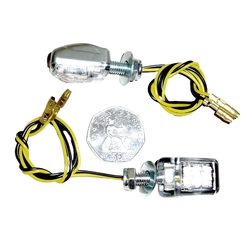 Chrome Miniature Amber Stalk Indicators 26mm Pair