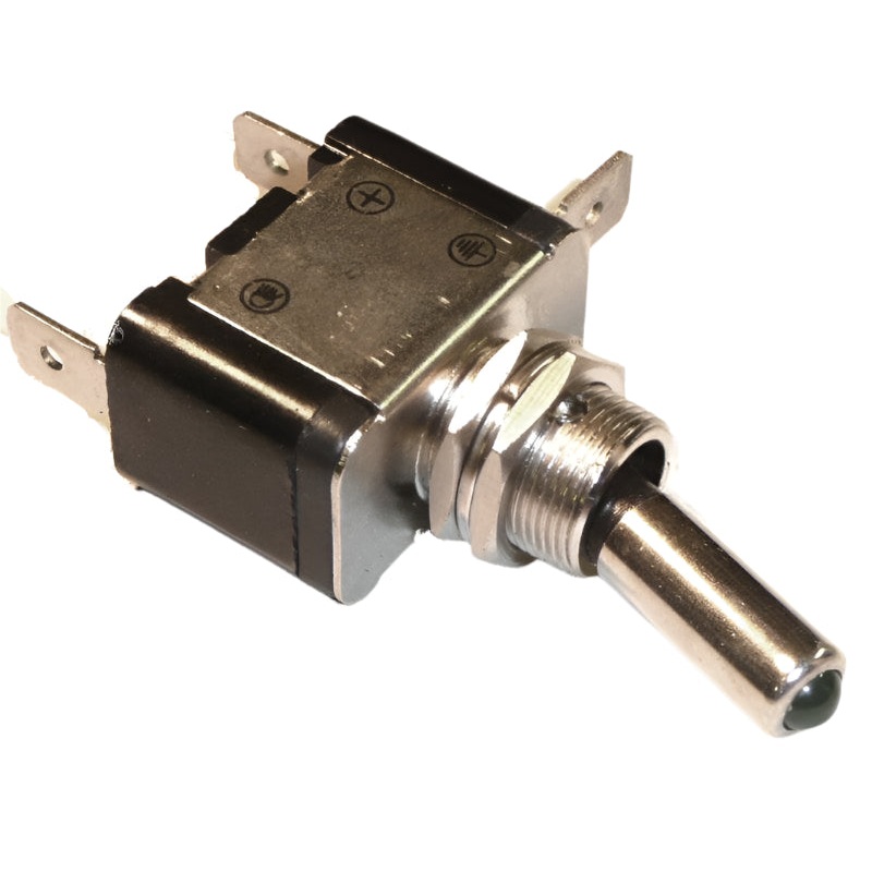 LED Illuminated Chrome Toggle Switch Green