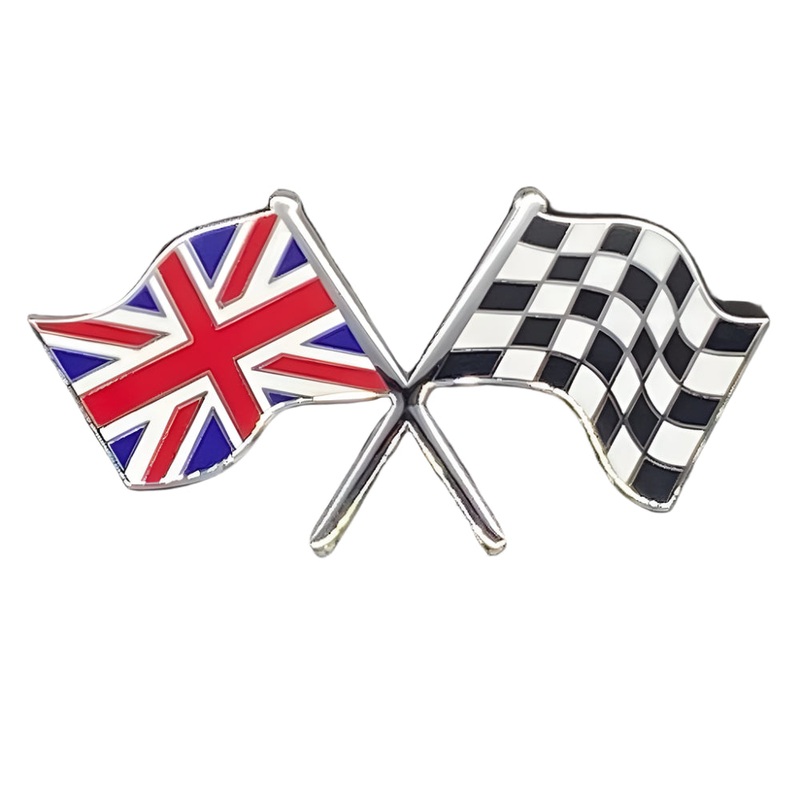 Crossed Union Jack and Chequered Flag Badge Self-Adhesive