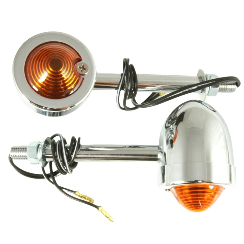Extra Long Stalk Retro Chrome Indicators 75mm