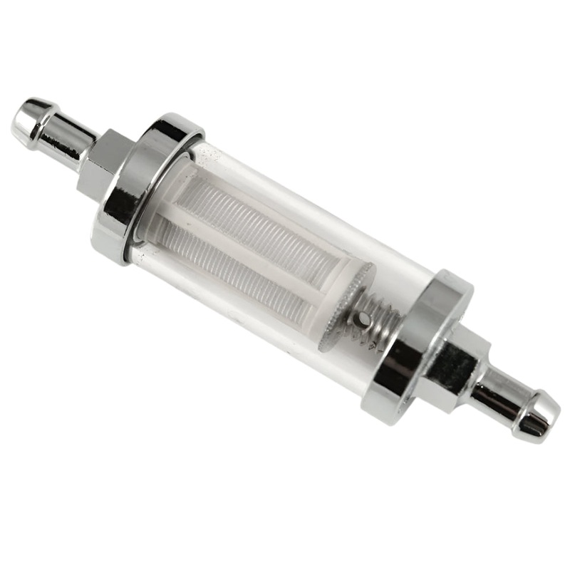 108mm Fuel Filter Glass & Chrome With 8mm Hose Tails