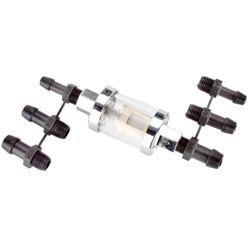 Fuel Filter Glass & Chrome Kit With Three sizes of Unions