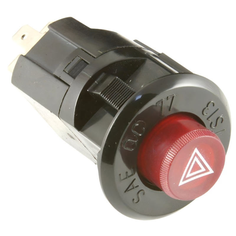 Black Illuminated Push Button Hazard Switch Round