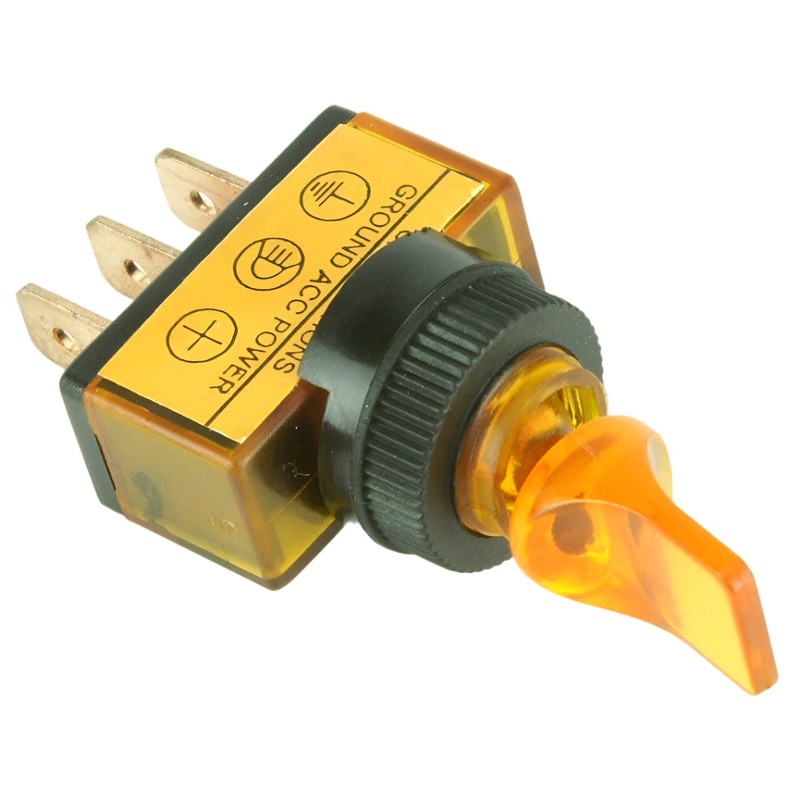 Illuminated Amber Paddle Toggle Switch On/Off