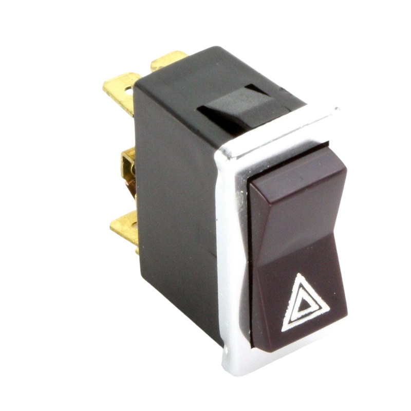 Illuminated Hazard Rocker Switch Black With Chrome Bezel