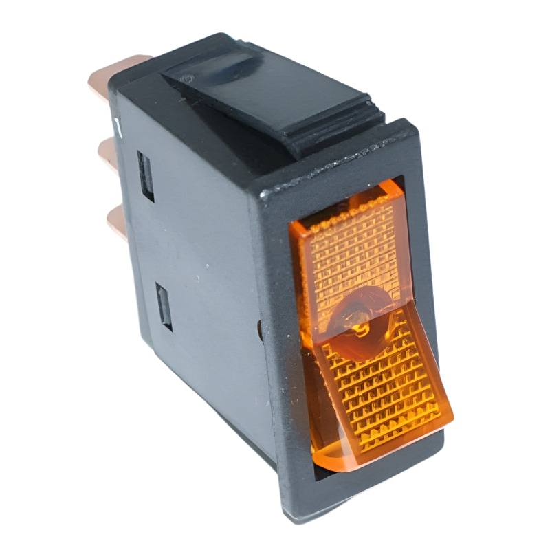 Illuminated Rectangular Rocker Switch Amber