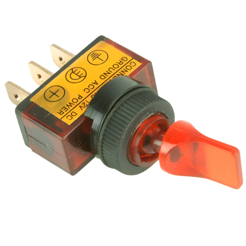 Illuminated Red Paddle Toggle Switch On/Off