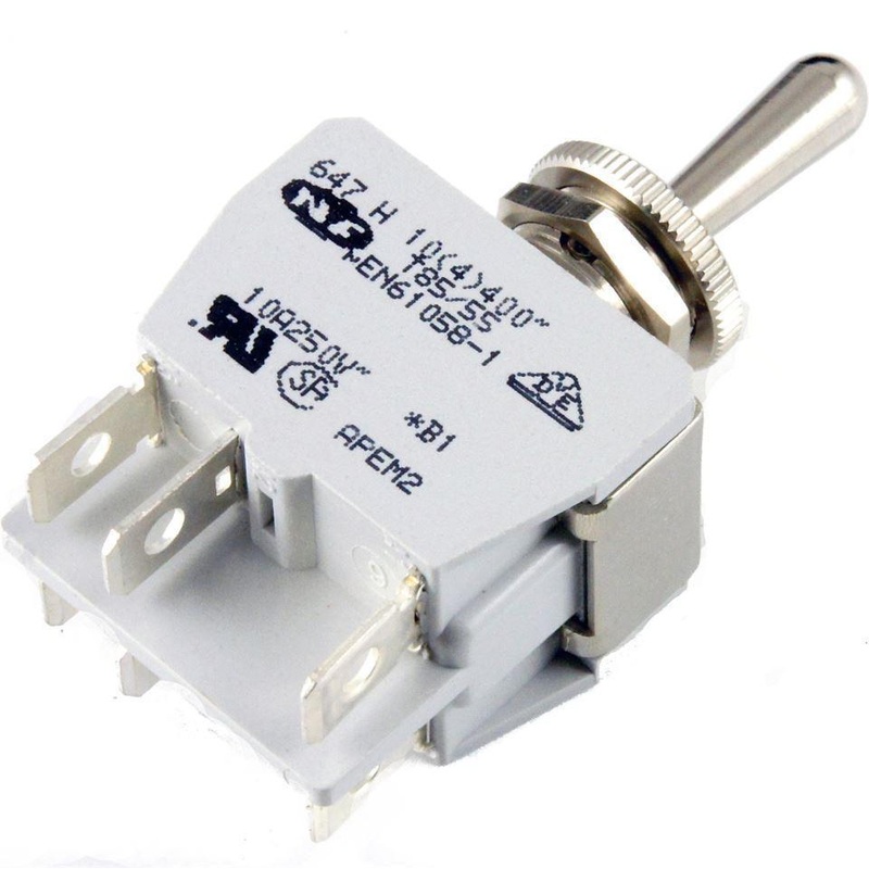 Knurled Ring Toggle Switch On(spring return)-Off-On (spring return)  Double Pole