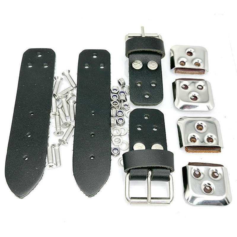 Leather Bonnet Straps BLACK Pair