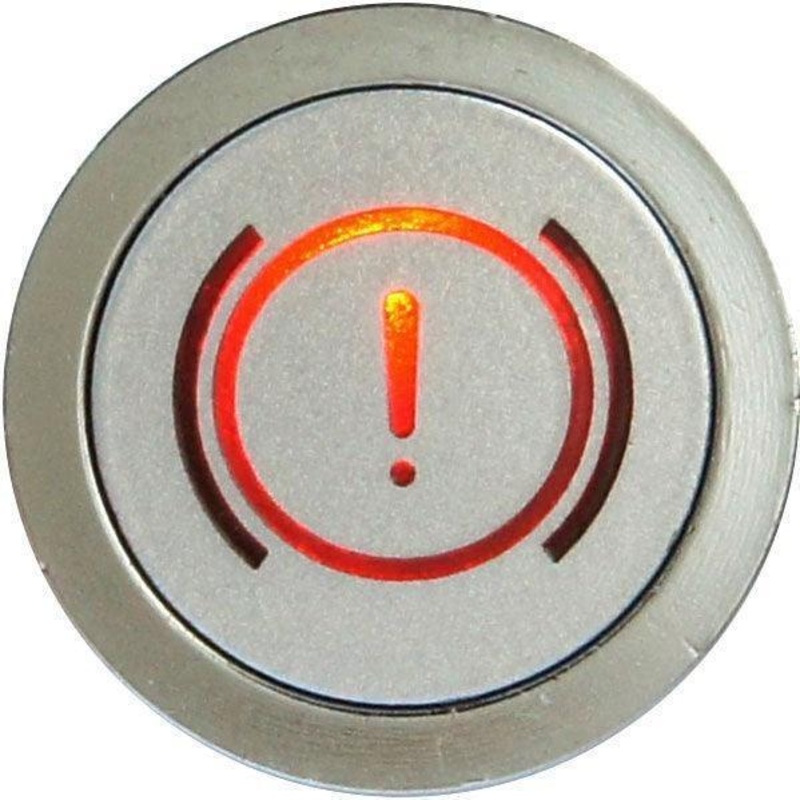 Flush Bezel Chrome LED Warning Light Brake Fluid