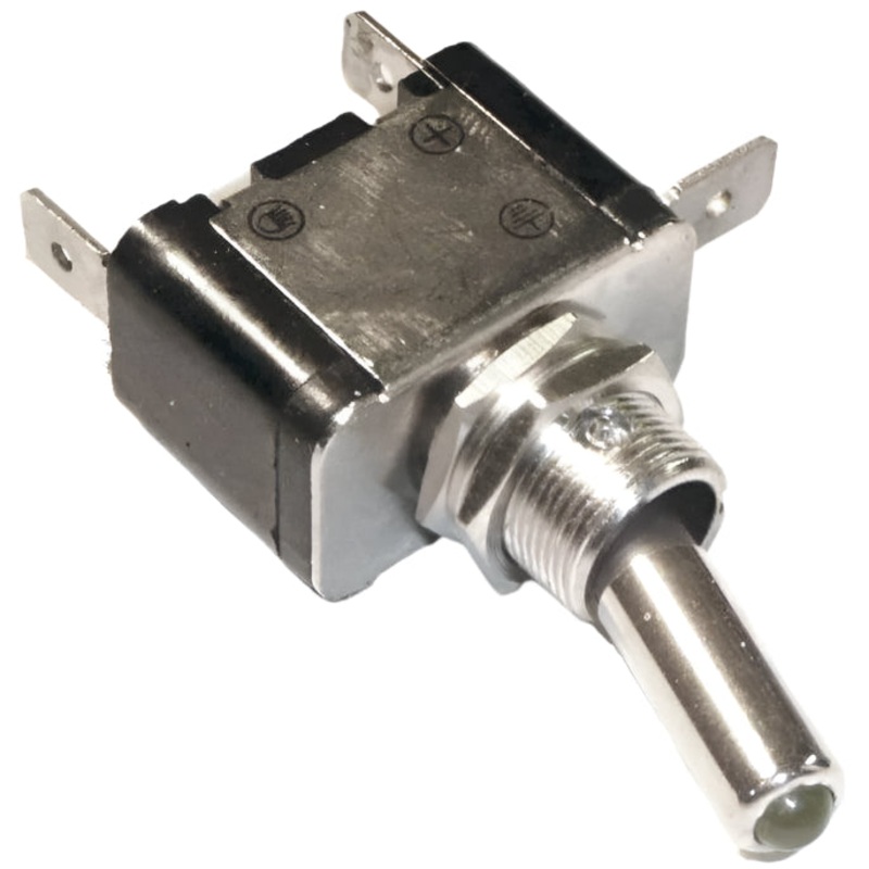 LED Illuminated Chrome Toggle Switch Amber
