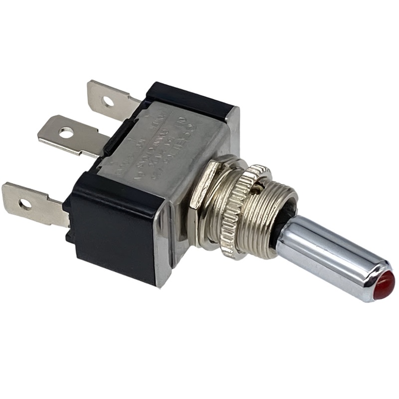 LED Illuminated Chrome Toggle Switch Red
