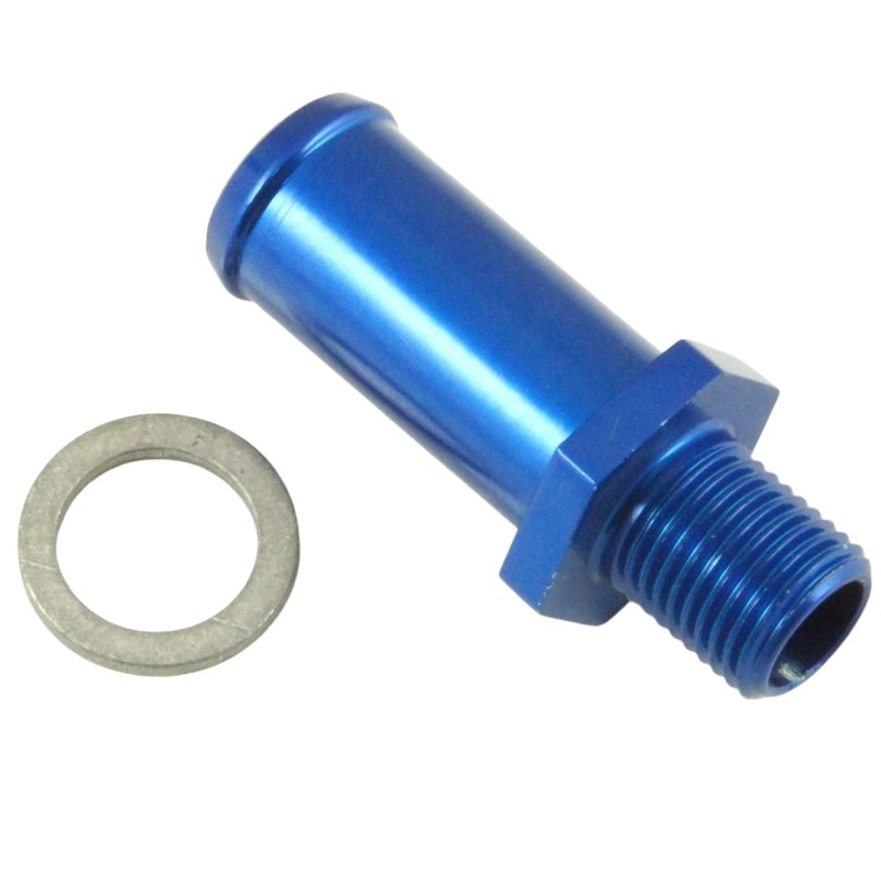 M10x1 Blue Anodised Aluminium Straight 12mm Hosetail