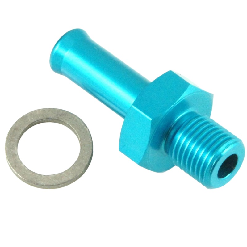 M10x1 Blue Anodised Aluminium Straight 8mm Hosetail