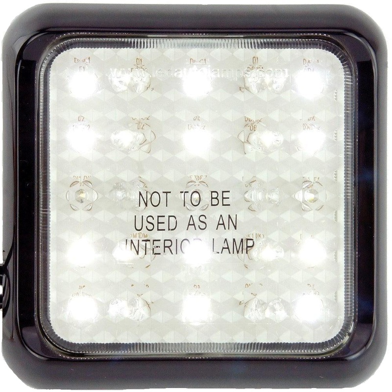 Square LED Slim Reverse Light 100 x 100mm Black Surround