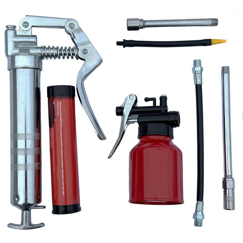 Compact Multi Nozzle Grease Gun and Oil Can Kit