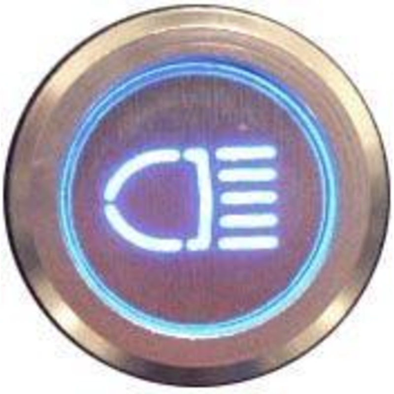 Natural Billet Aluminium Main Beam Switch Blue Single Pole (3 terminals) Latching
