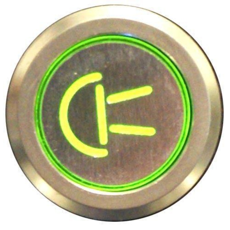 Natural Billet Aluminium Side Lights Switch Green Single Pole (3 terminals) Momentary (non-latching)