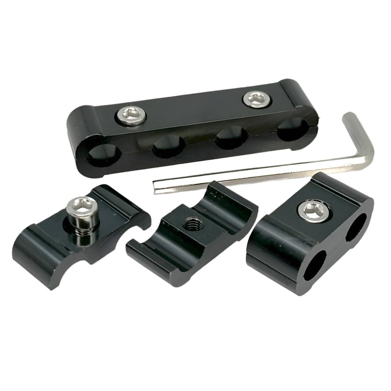 One 4 Way and Two 2 Way 8mm Cable or Hose Separators Black