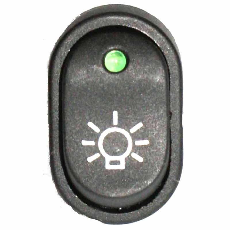 Oval Rocker Switch Illuminated Green Lights
