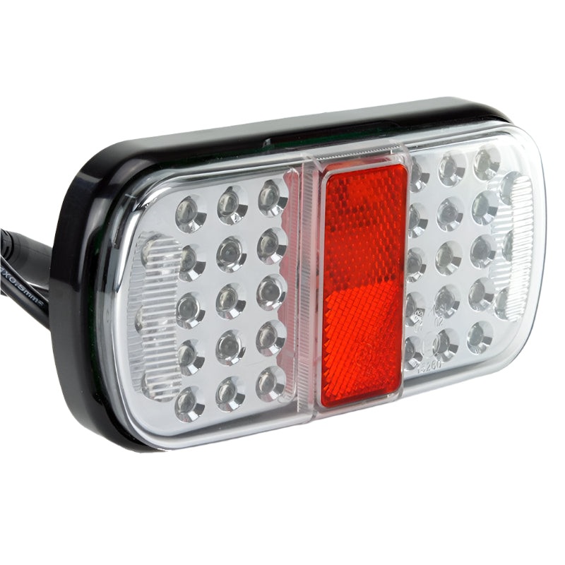 Clear Lens Rectangular LED Stop Tail Indicator Lamps With Reflector 158mm