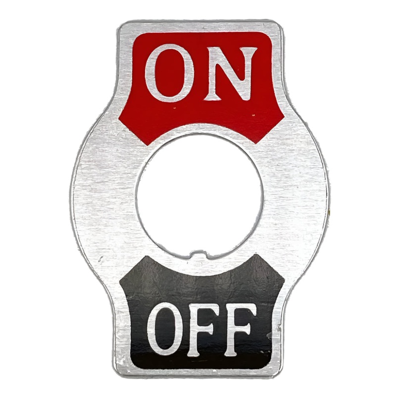 Printed aluminium ON / OFF Toggle Switch I.D. Plate