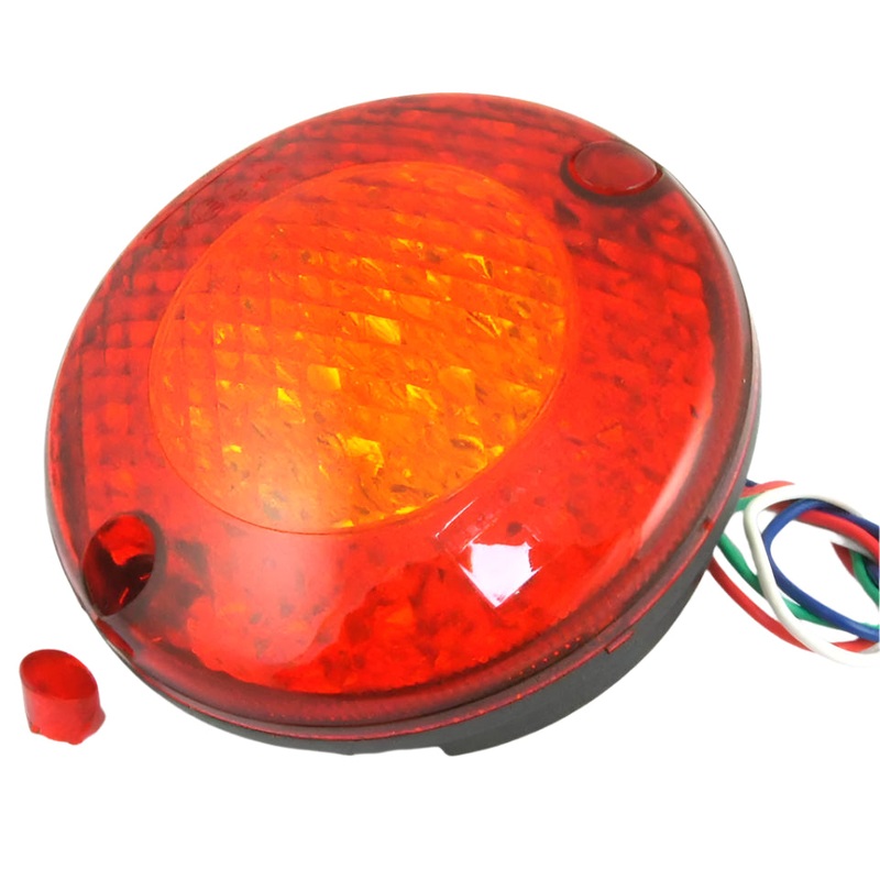 Red/Amber Lens LED Stop Tail And Indicator 95mm Dome PAIR