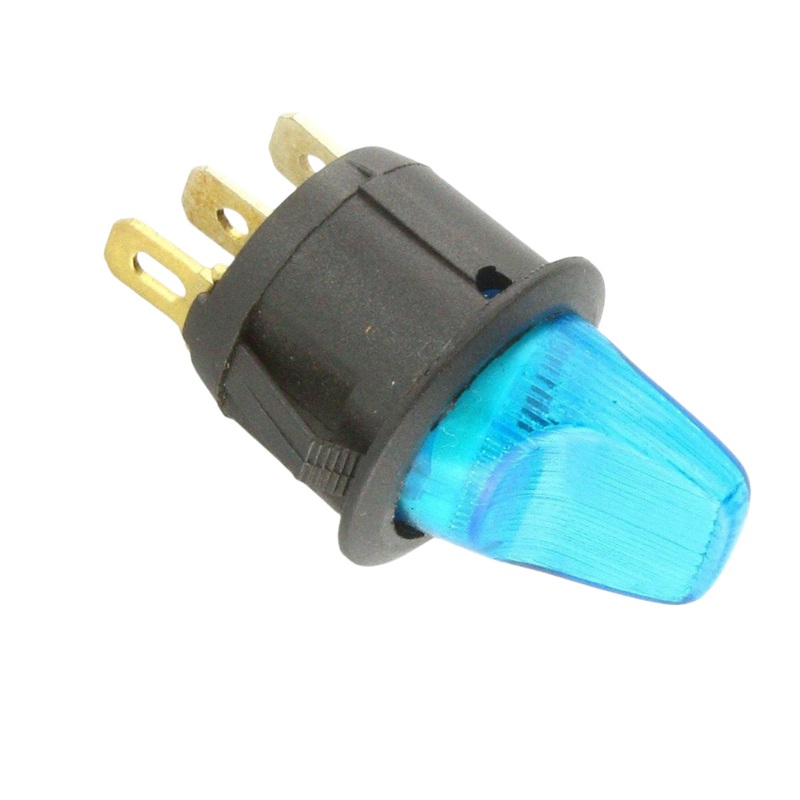 Round Toggle Switch Illuminated Blue