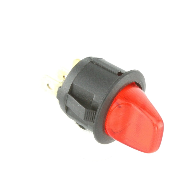 Round Toggle Switch Illuminated Red