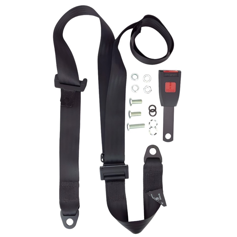 Securon Static Adjustable Seatbelt Short Stalk Buckle Black