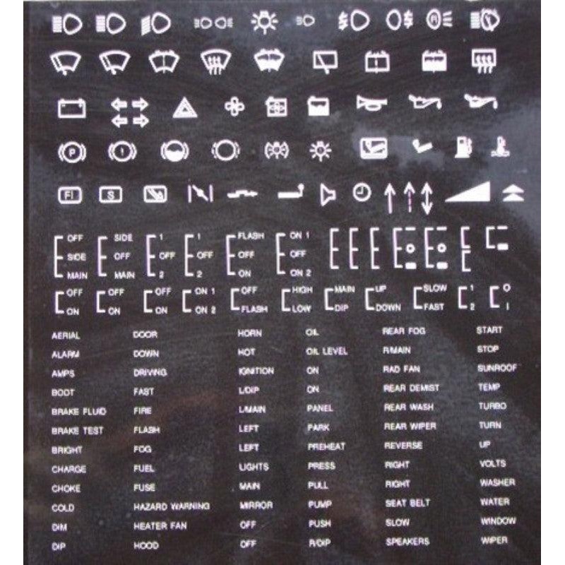 Self Adhesive Switch Legend Sheet White Text