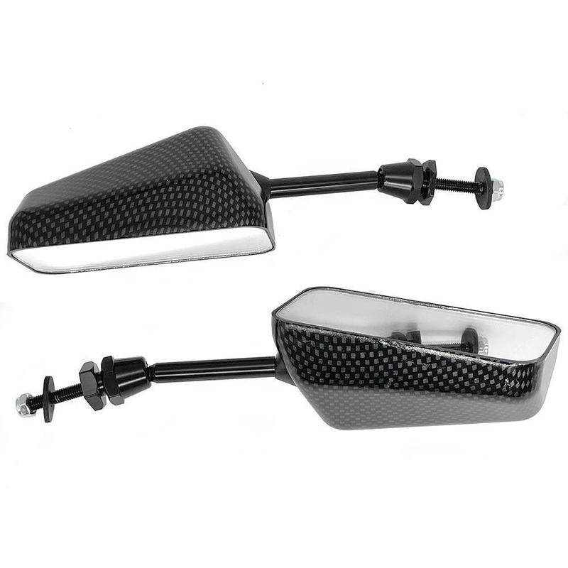 Short Stalk Race Style Mirror Carbon Effect
