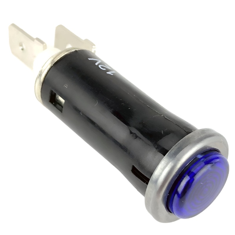 Small Blacked Chrome Bezel Blue Warning Light