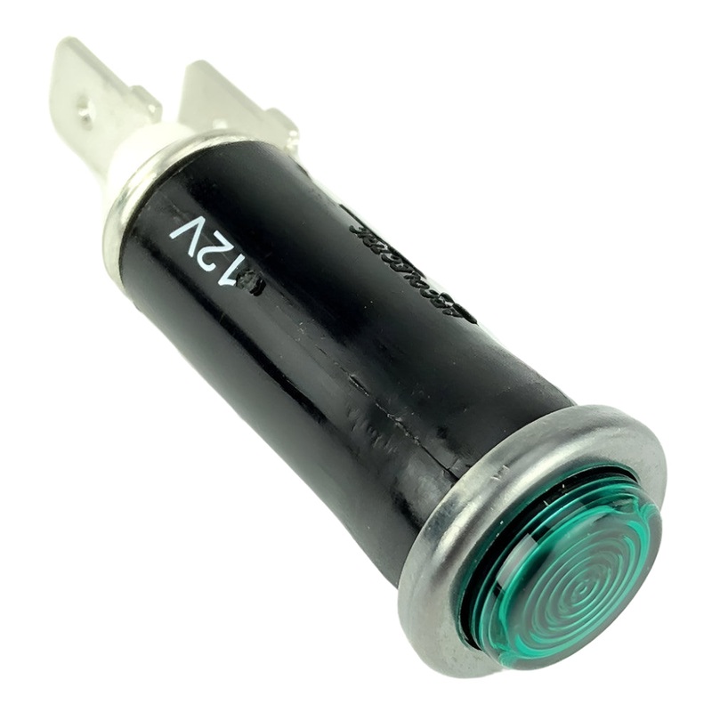 Small Blacked Chrome Bezel Green Warning Light