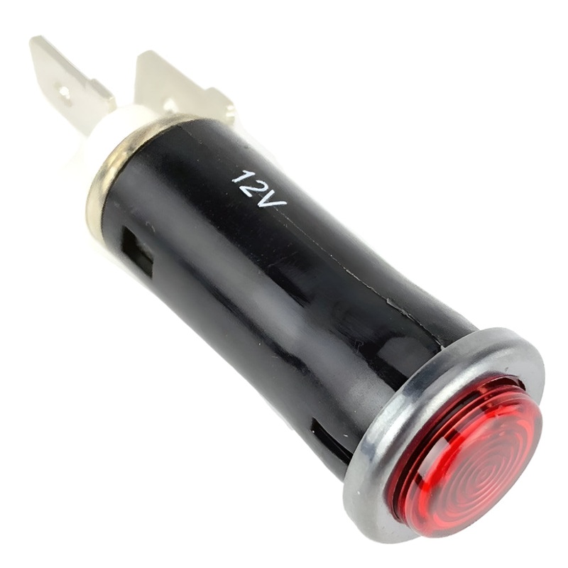 Small Blacked Chrome Bezel Red Warning Light