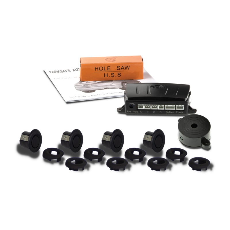 4 Sensor Rear Parking Kit with Angled Heads - Black Gloss