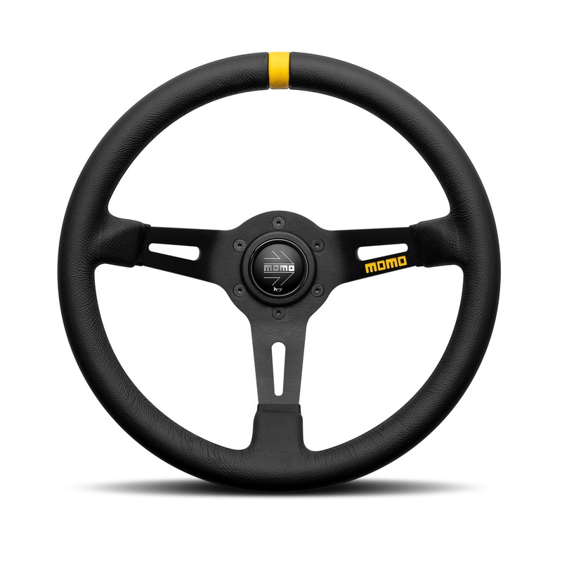 MOMO MOD. 08 Steering Wheel - Leather/Spoke 330mm Black Spoke