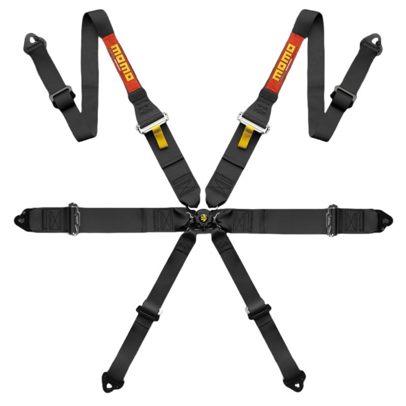 MOMO Pro Driver Racing Harnesses - 6 Point - Black