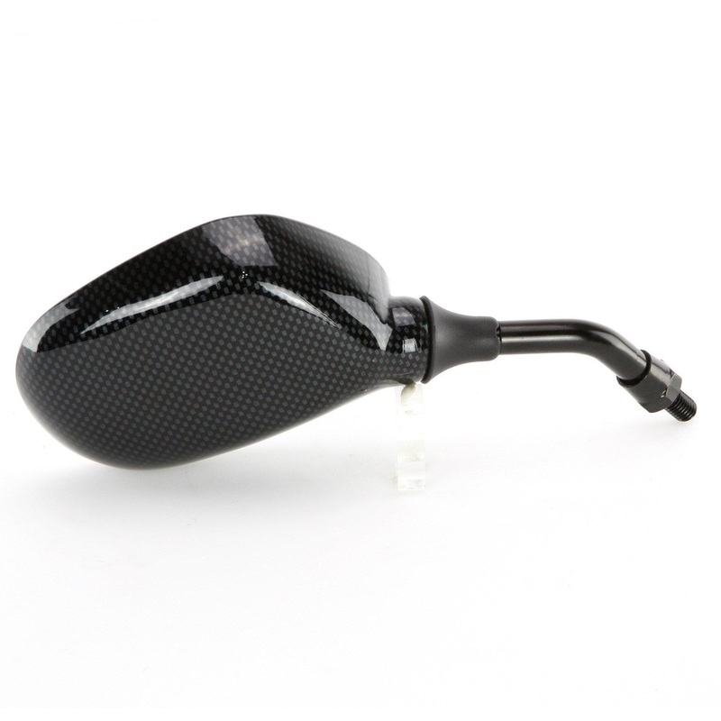 Small Carbon Effect Mirror Short Stalk 200mm