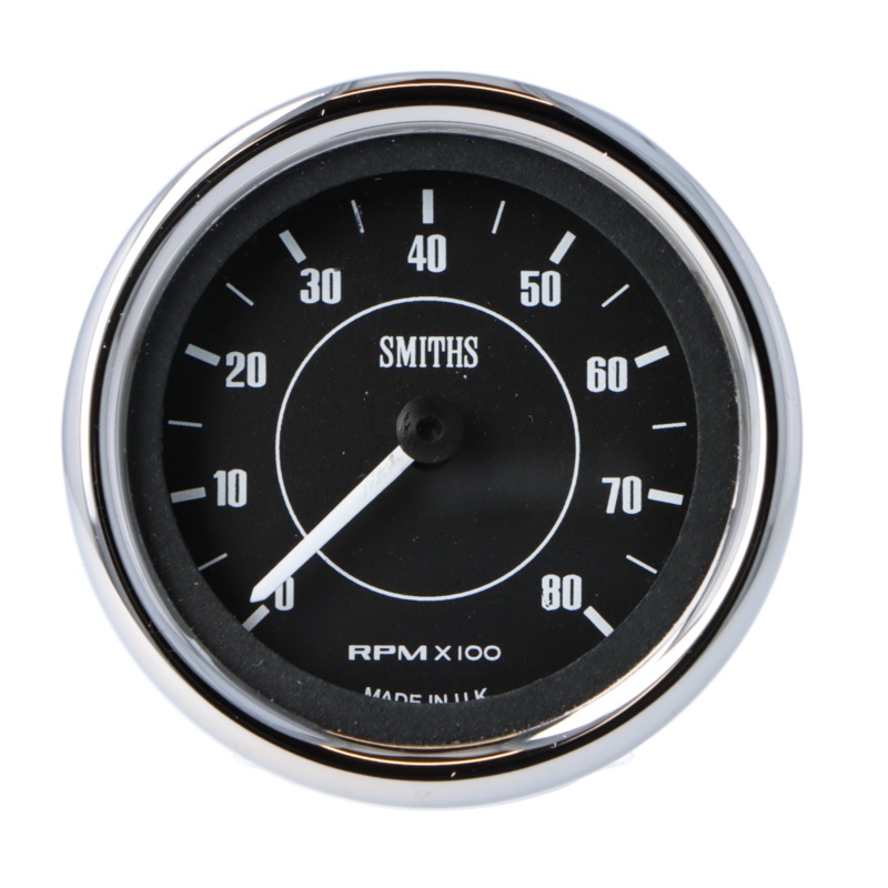 Smiths Classic 52mm Digital Tachometer  1/2 Round Chrome Bezel - Black Face