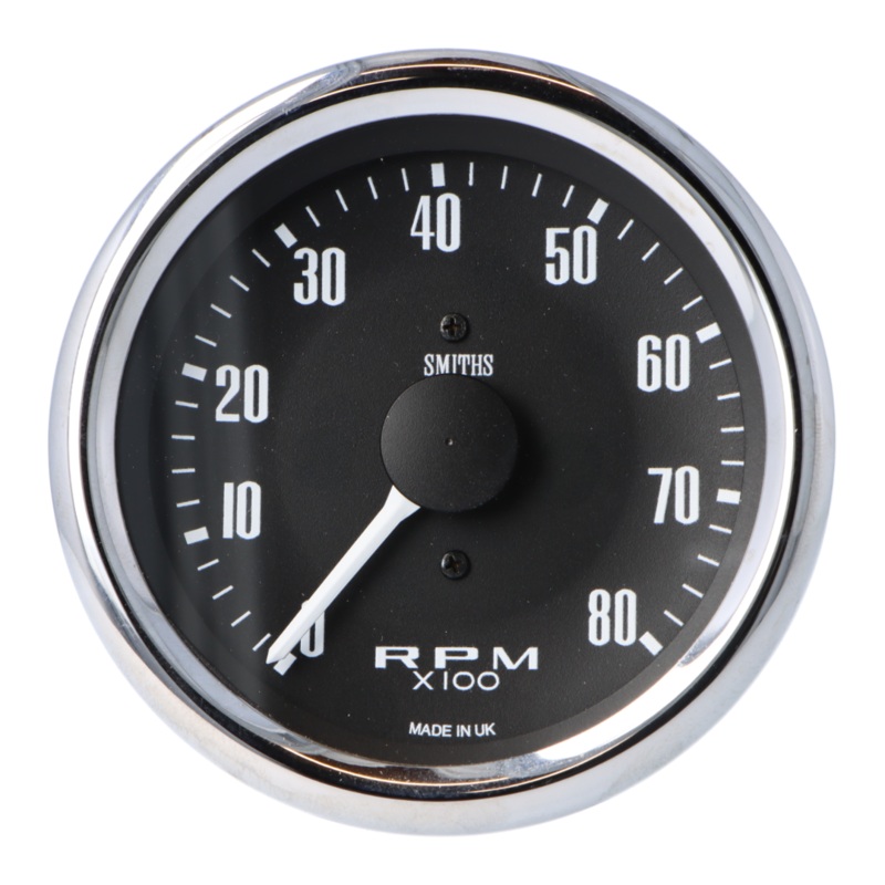 Smiths Classic 80mm Digital Tachometer  1/2 Round Chrome Bezel - Black Face