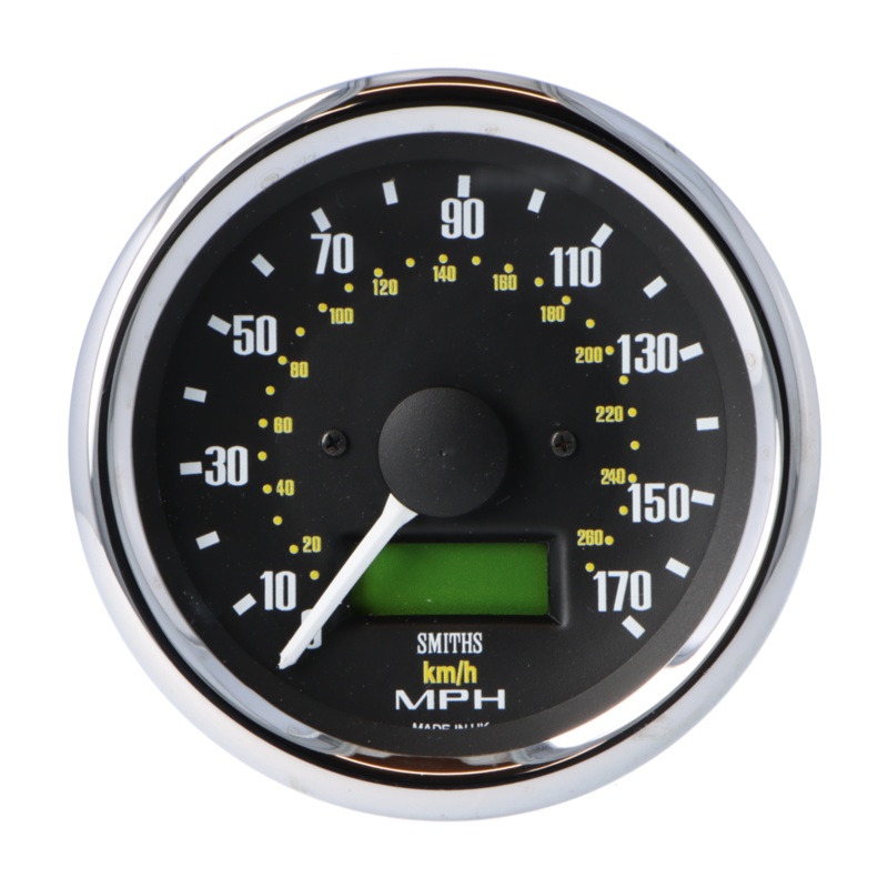 Smiths Classic Black Digital 80mm Speedometer  1/2 Round Chrome Bezel - 12V