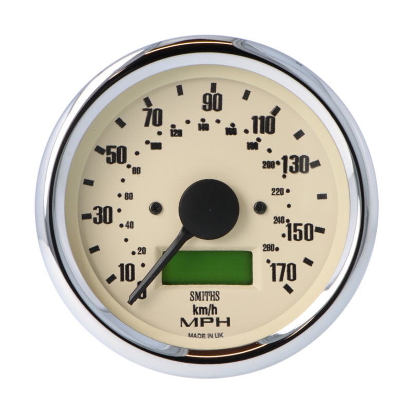 Smiths Classic Magnolia Digital 80mm Speedometer  1/2 Round Chrome Bezel - 12V