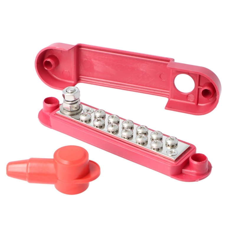 12 Way Red Distribution Bar With Boot and Cover