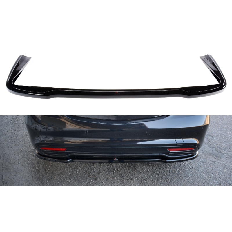CENTRAL REAR SPLITTER MERCEDES-BENZ S-CLASS AMG-LINE W222 GLOSS BLACK